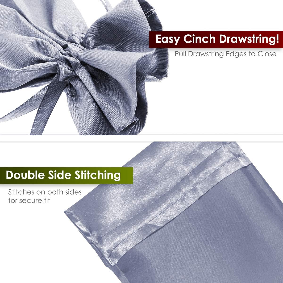 Silver Satin Gift Bags - 5" x 8" Jewelry, Wedding Favor, Baby Shower & Bags - 50 per Pack