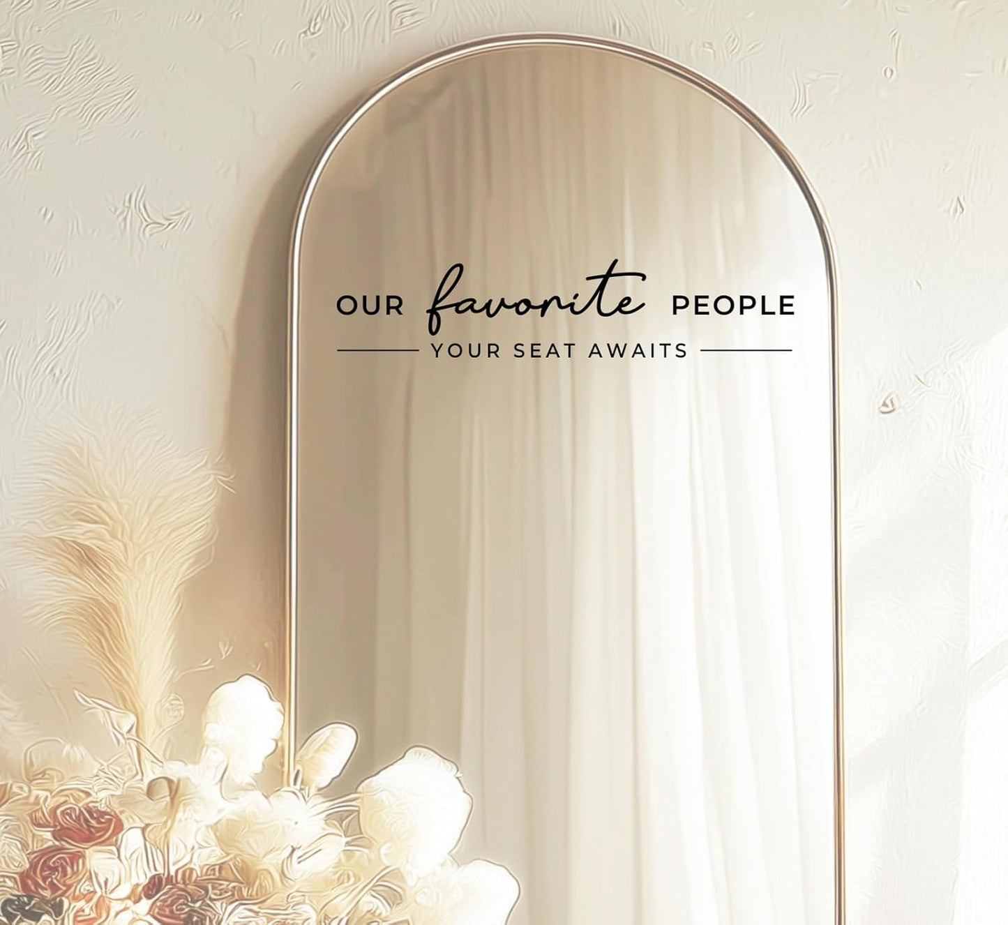 Our Favorite People Vinyl Decal, Please Find Your Seat Sign for Wedding Reception Wedding Vinyl Decal Seating Chart for Mirror, Your Seat Awaits (Black, Width 20 inch)