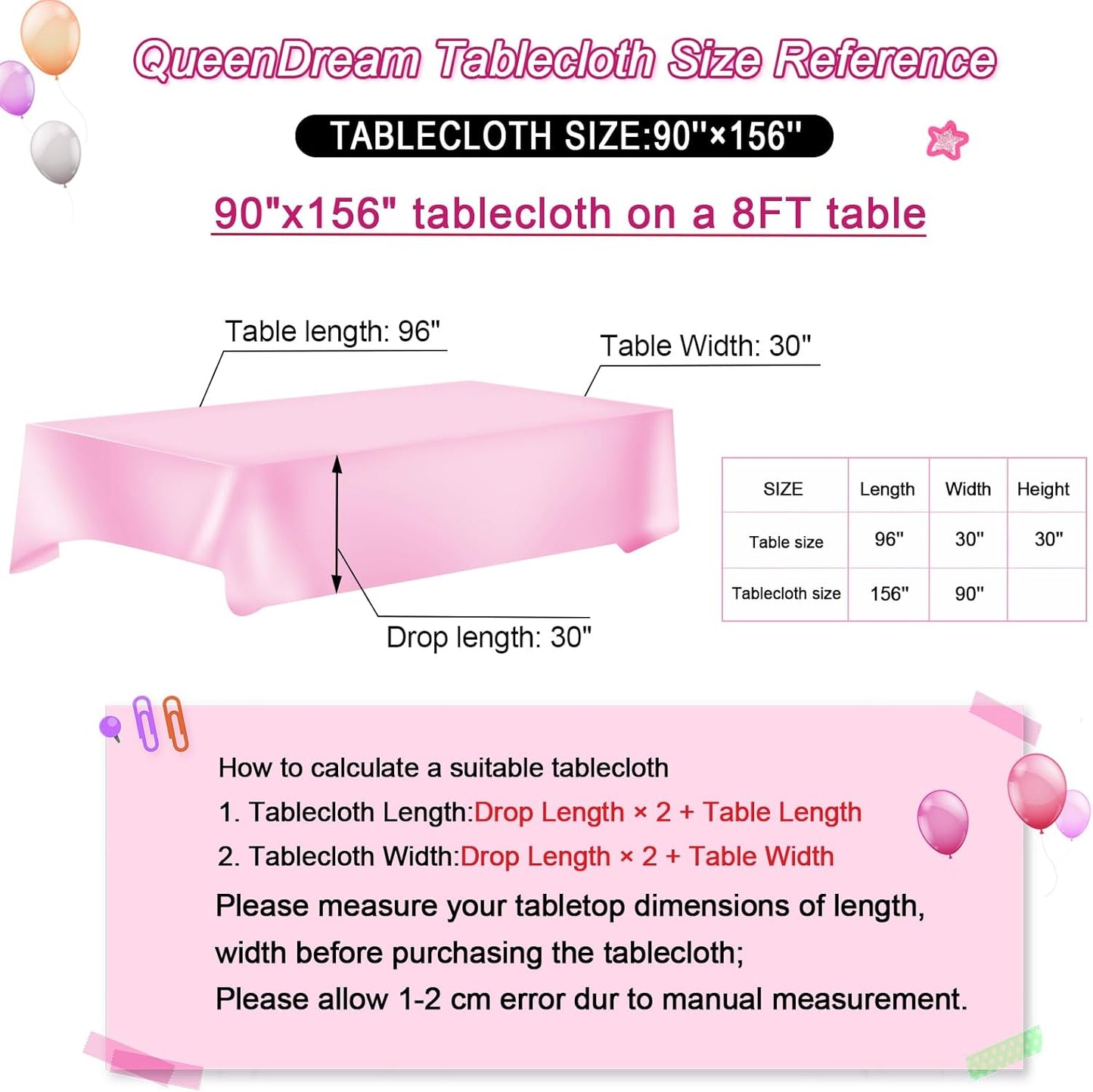 QueenDream Hot Pink Wedding Sequin Tablecloth 90 x 156 Inch Rectangle Glitter Table Cloth for Birthday Party Baby Shower Decor