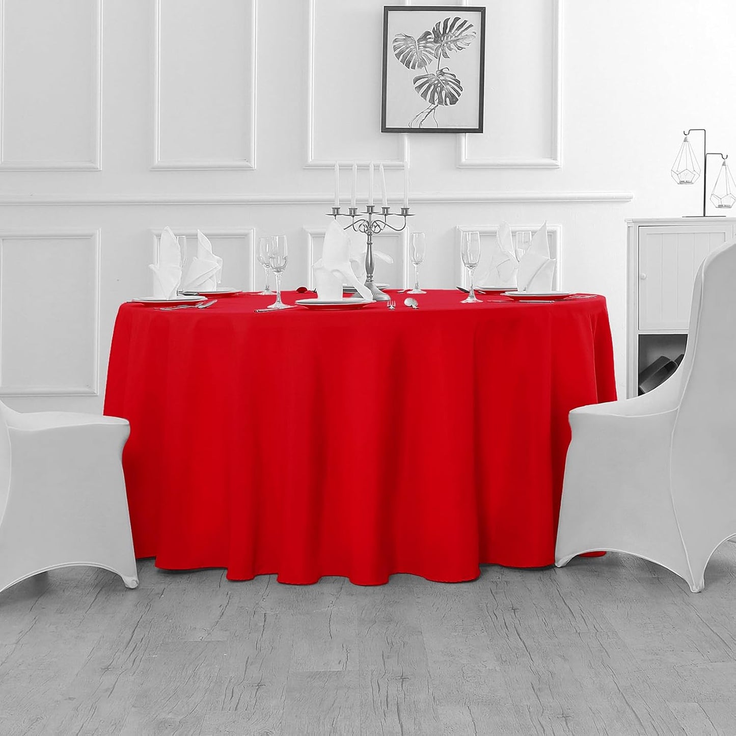 60 inch Round Tablecloth Washable Polyester Table Cloth Decorative Table Cover for Wedding Party Dining Banquet(60 inch,Red)