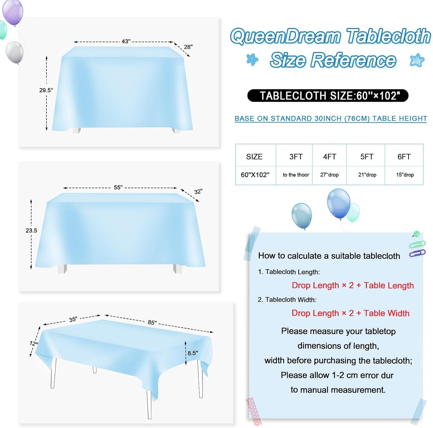 QueenDream Sequin Iridescent Tablecloth 60x102 Inches Blue Sequin Table Overlay Mermaid Parties Cocktail Decor