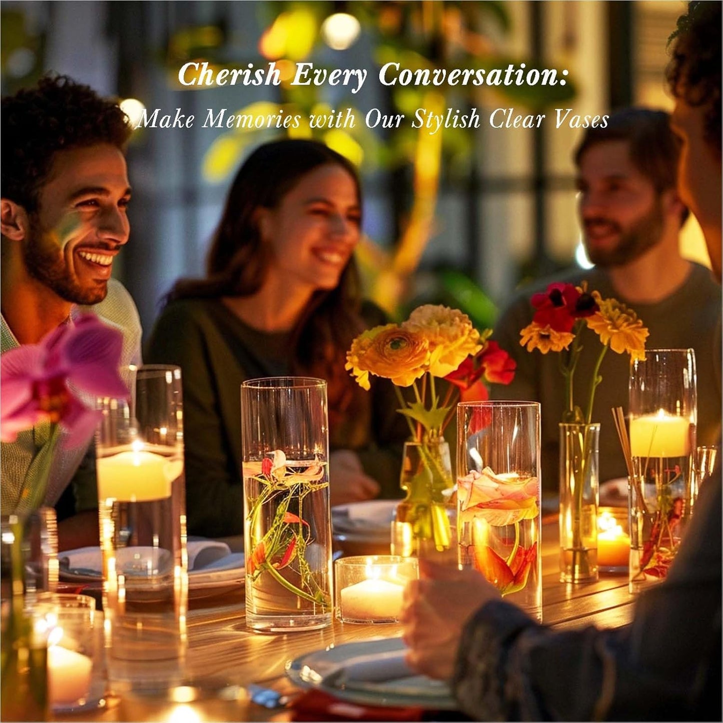 18pcs Glass Vase Cylinder Vases for Centerpieces Small Flower Glass Clear Vases Home Decor Centerpiece Table Flower Vase Decorations for Office Beautification&Holiday 7.5 Inch Tall