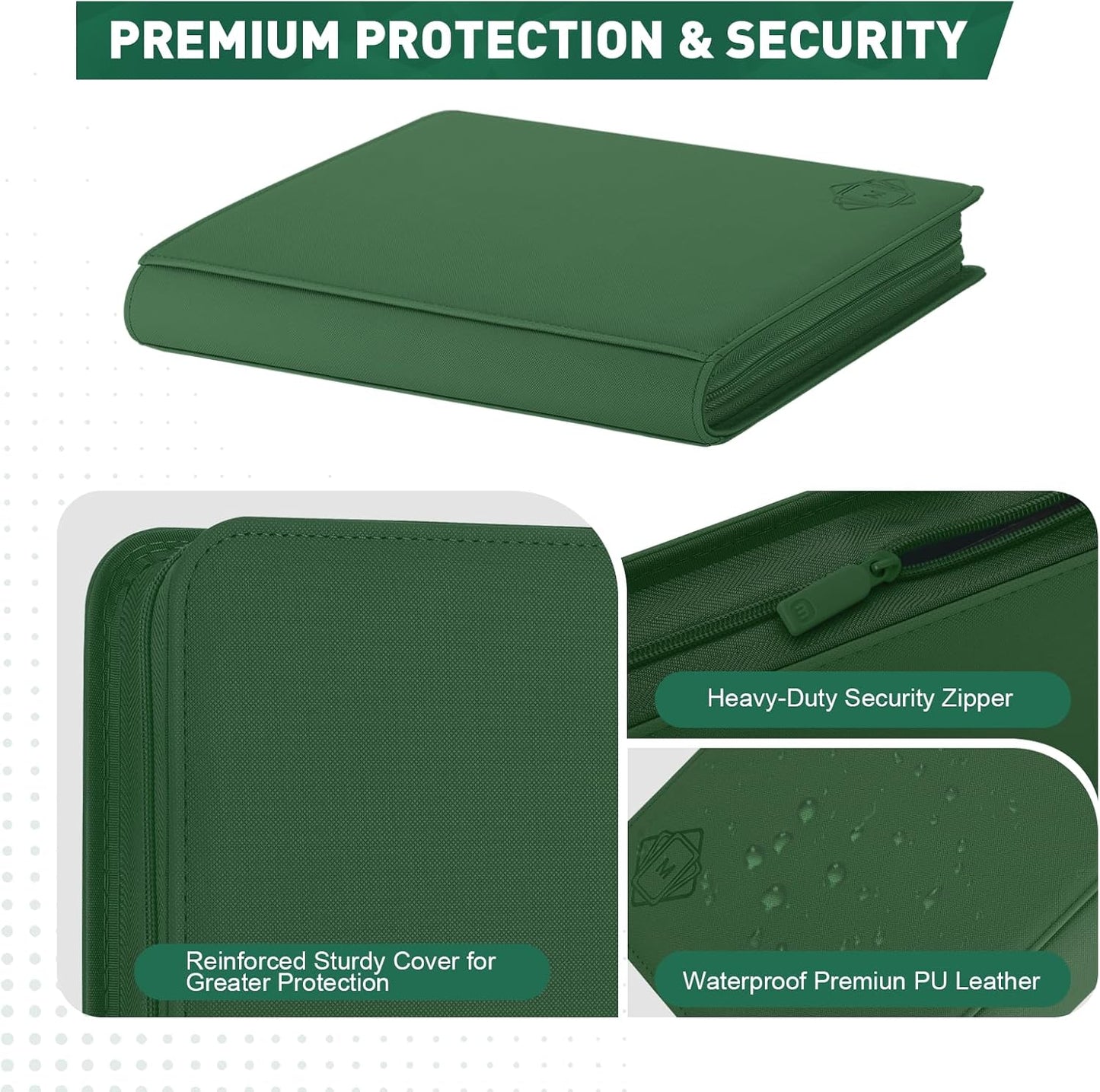 Premium Card Binder 12 Pocket for 720 Pockets Trading Card Binder, PU Zipper Card Collection Album, Sturdy Side-Loading Card Book Holder for MTG, TCG, Game Cards, Sports Cards