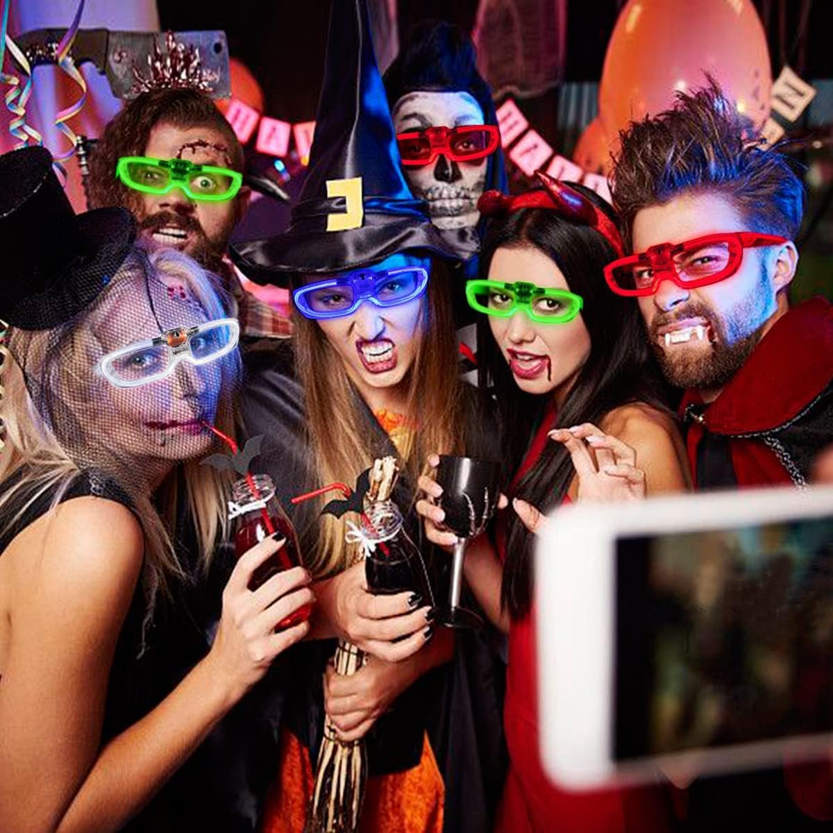 25 Packs LED Glasses Mardi Gras Party Supplies ,5 Neon Colors,3 Light Modes Light up Glow Sticks Glasses Toys Party Supplies for kids Adults Fit Halloween Christmas New Year Eve Graduations