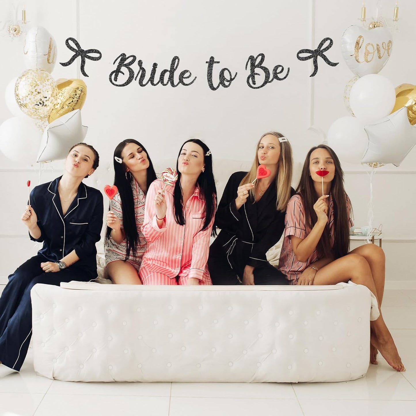 Bride to Be Banner, Black Bride to Be with Bow Glitter Bachelorette Bridal Party Banner BRIDE TO BE Sign for Black Bachelorette Bridal Shower Wedding Engagement Hen Party Decorations
