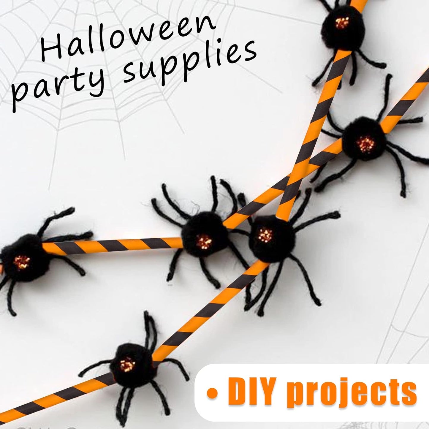 HANSGO Halloween Paper Straws, 180PCS Paper Drinking Straws Bulk for Decorating Halloween Party Cupcake