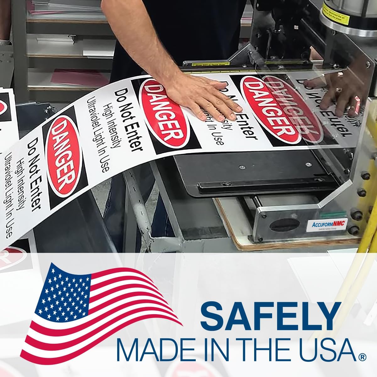 Custom OSHA Style Warning Sign 10" x 14" Adhesive Vinyl Sign, Customizable "Your Text Here", by AccuformNMC Made in USA