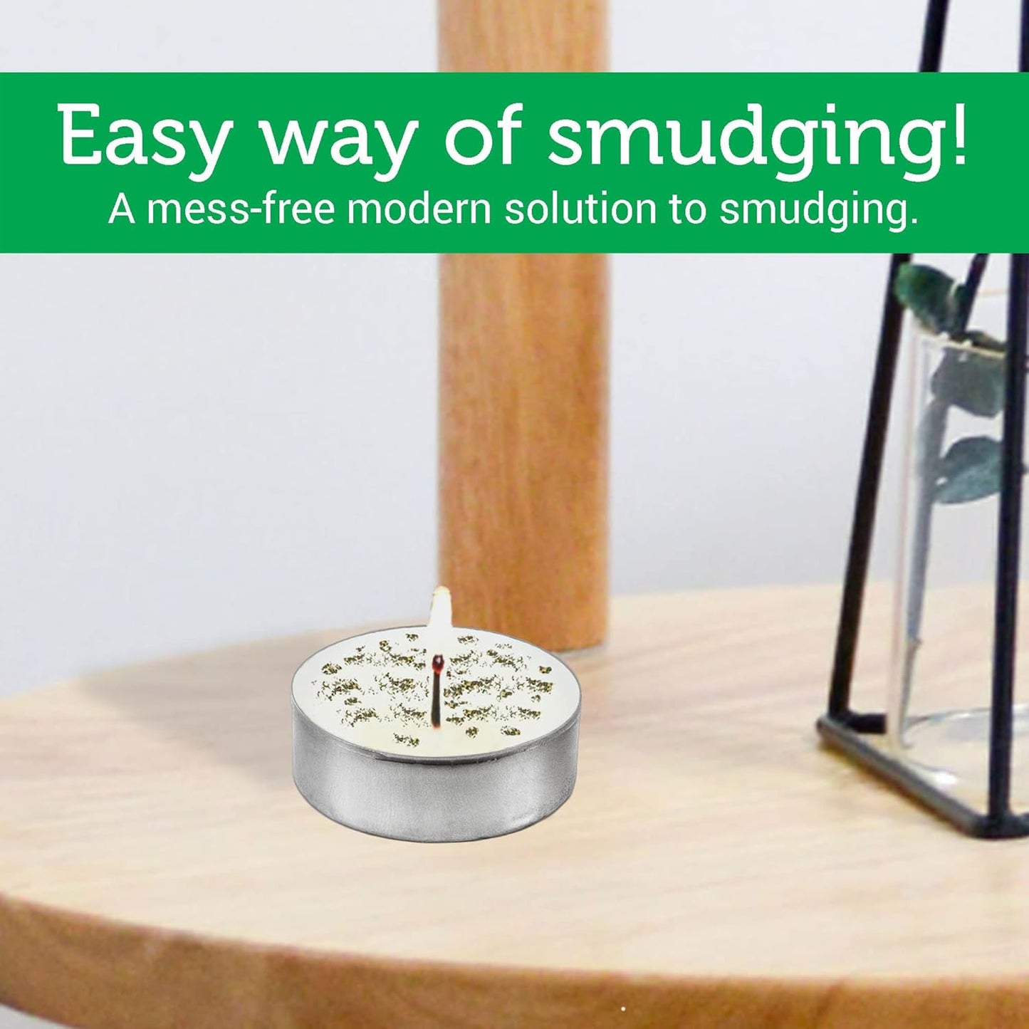 SOUL STICKS 12 Pack Little Smudgies Tealight Candles Smudge Candle for Cleansing House, Meditation, Chakra Healing | Made with Crystals and Herbs (White Sage & Peppermint)