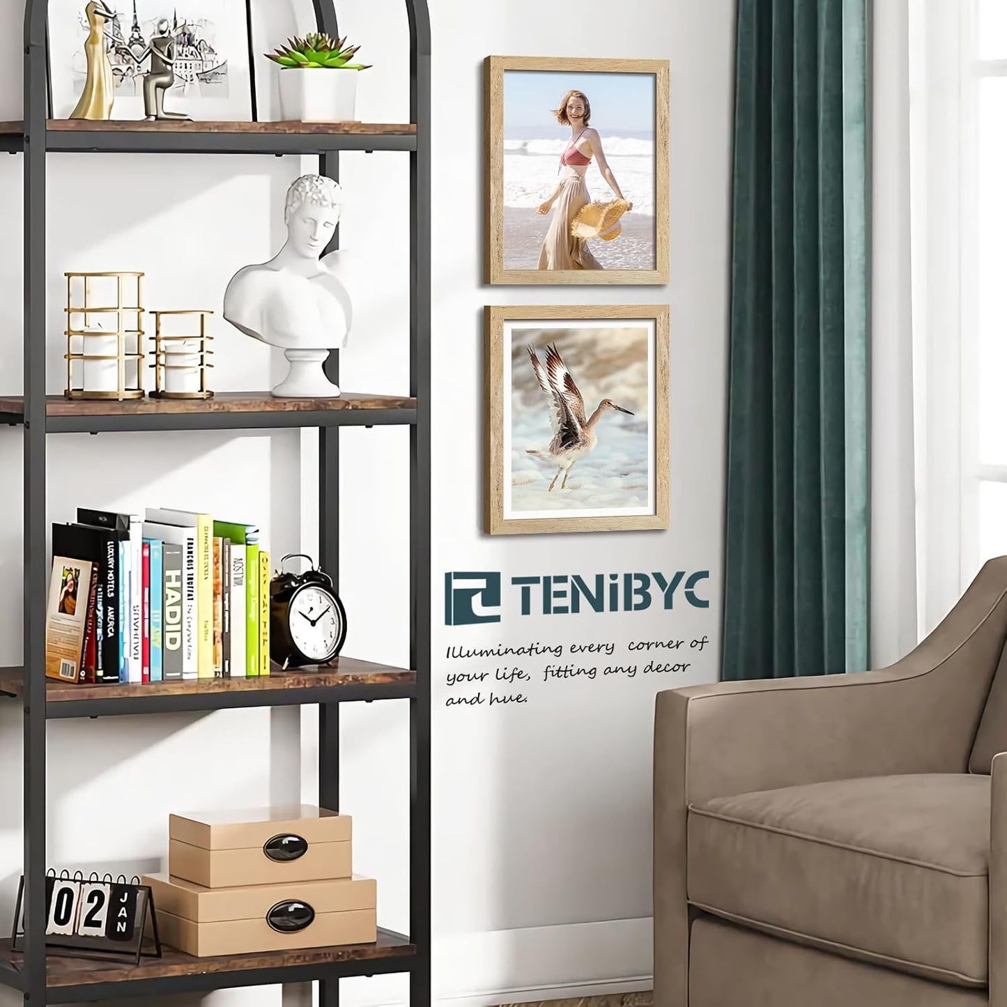 11x14 Picture Frame Set - 4 Pack, Natural Solid Wood, HD Tempered Glass, Elegant Wood Grain, Wall Gallery Photo Frame