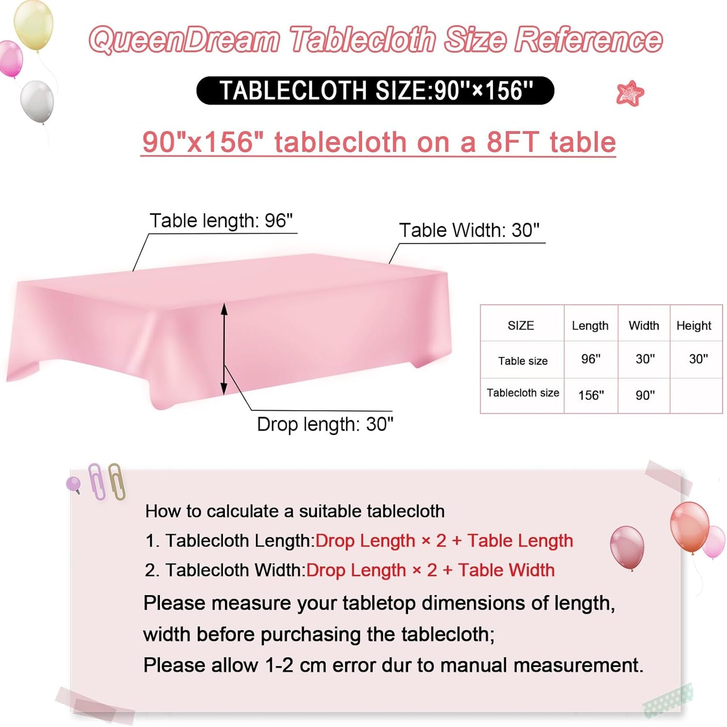 QueenDream Sequin Tablecloth 90"x156" Red Tablecloth Rectangular Party Tablecloth for Christmas Wedding Birthday Bridal Shower Decorations