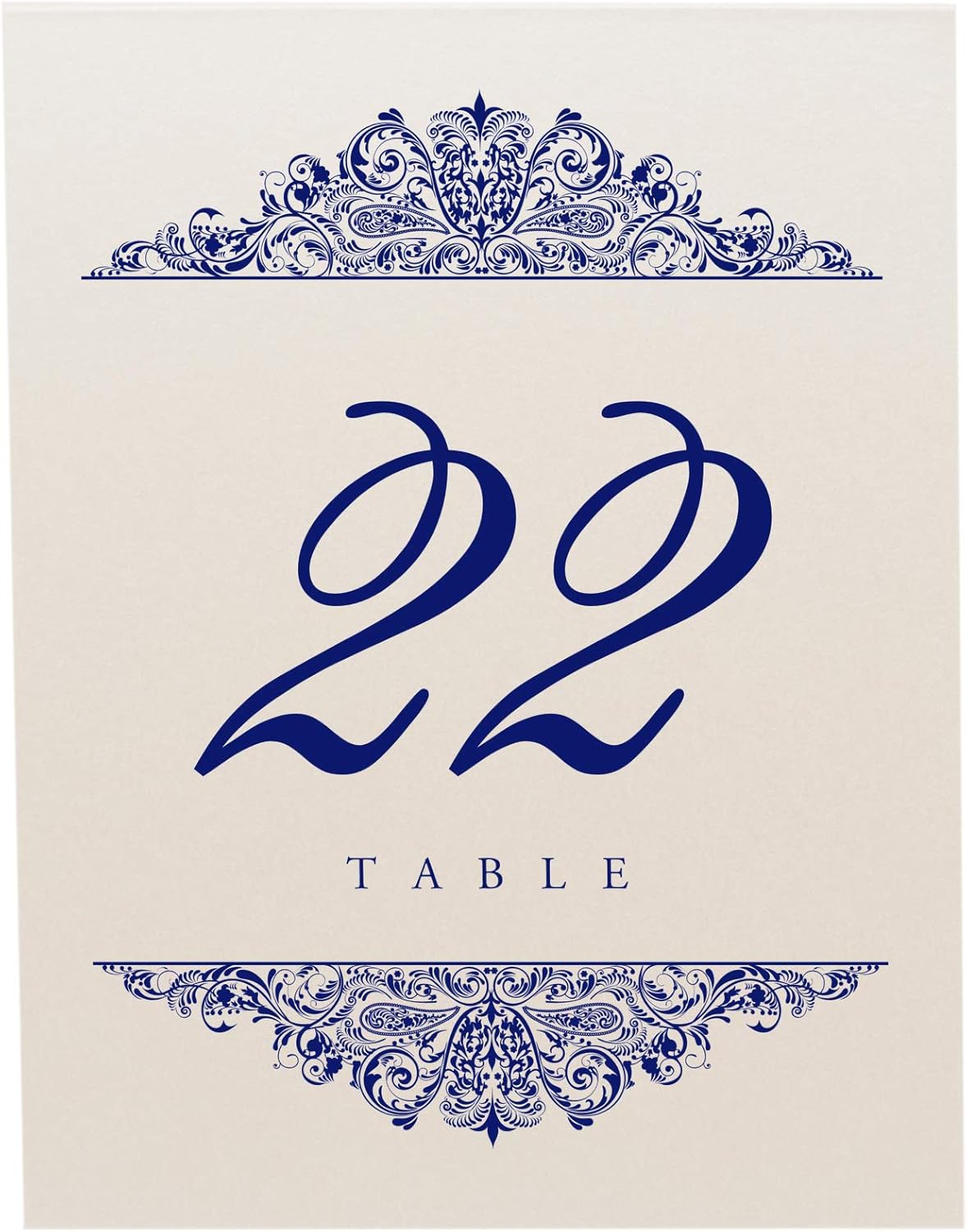 Paisley Wedding Table Numbers (Select Color/Quantity), Champagne, Navy, 1-65, Double Sided, Tent or Use in a Stand, Great for Parties & Restaurants - Made in the USA