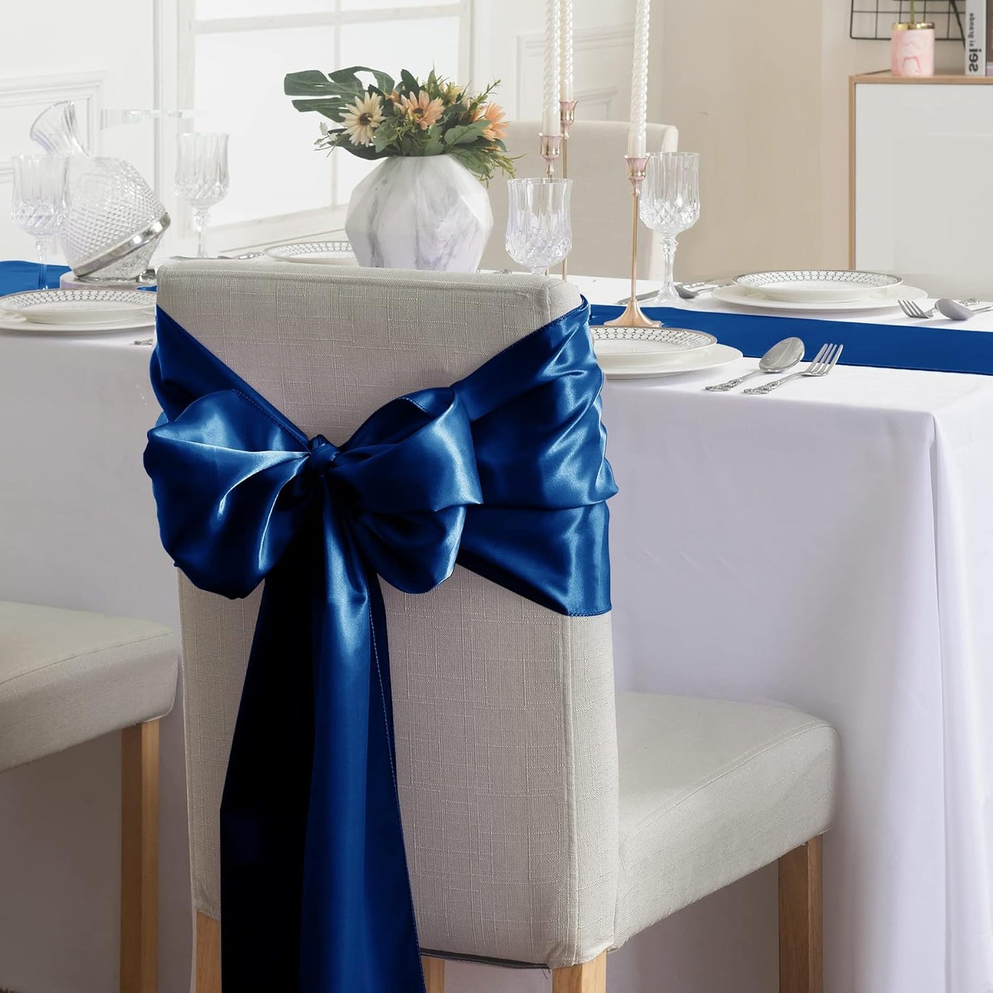 6Pack Table Runner 12 x 108 Inches Satin Silk Table Runner for Wedding, Birthday Party, Banquets, Graduations Decoration, fit Rectange and Round Table-Royal Blue