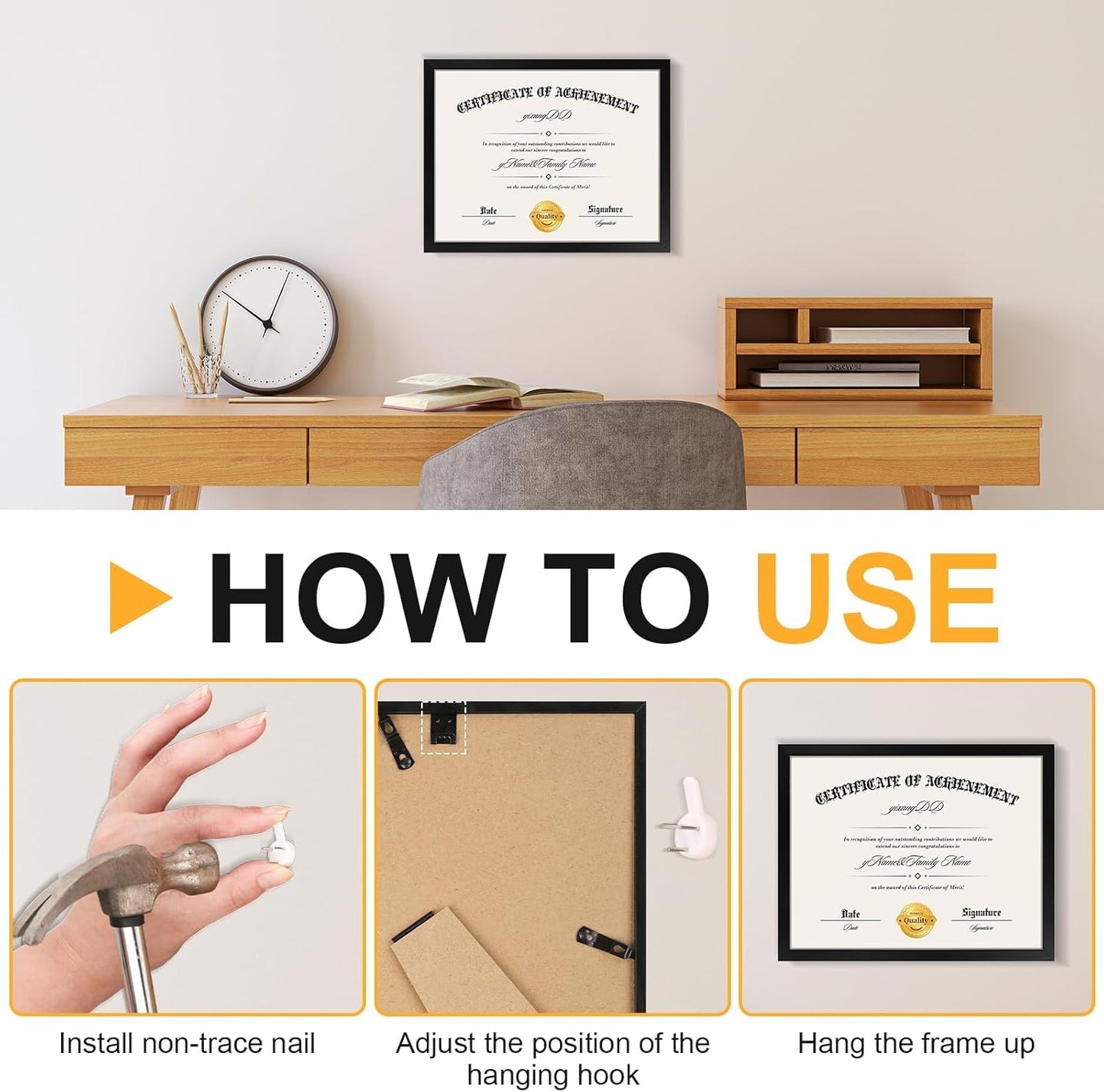 YixangDD 12 PACK Certificate Frames 8.5 x 11, Black Diploma Frame Document Frame with Clear Plexiglass, Picture Frames for Tabletop and Wall Display