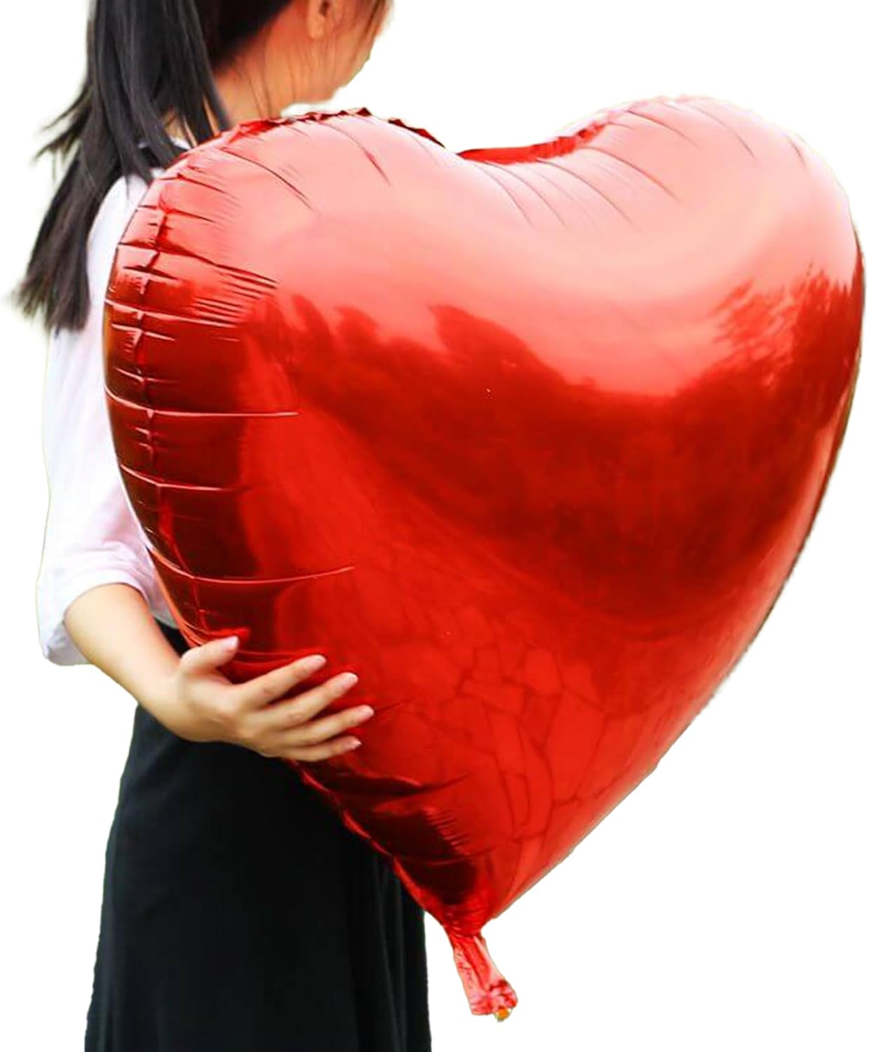 Big Red Heart Foil Balloons, Big Giant Jumbo Heart Shaped Mylar Aluminium Decoration for Girl Valentine's Day Surprise Birthday Wedding (Red, 32" Pack of 8)