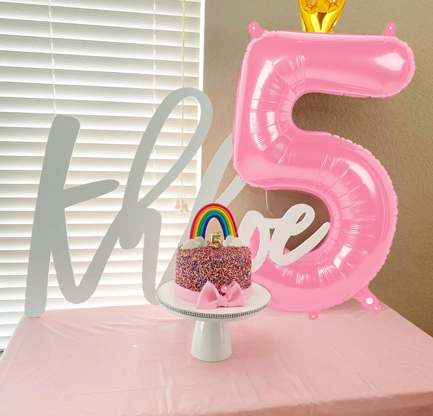 40 Inch Pink Number Balloon 0-9(Zero-Nine) with Crown, Big Size Happy Birthday Balloon, Foil Helium Big Number Balloon for Birthday Party,Wedding, Anniversary (PINK 7)