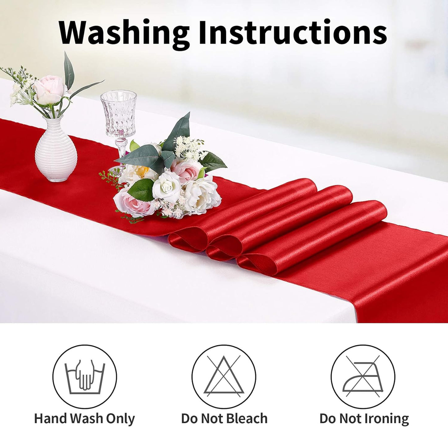 5-Pack Satin Table Runner Red 12 x 108 inches Long, Table Runners for Wedding, Birthday Parties, Banquets Decorations(5 Pack, 12x108 Inch, Red)