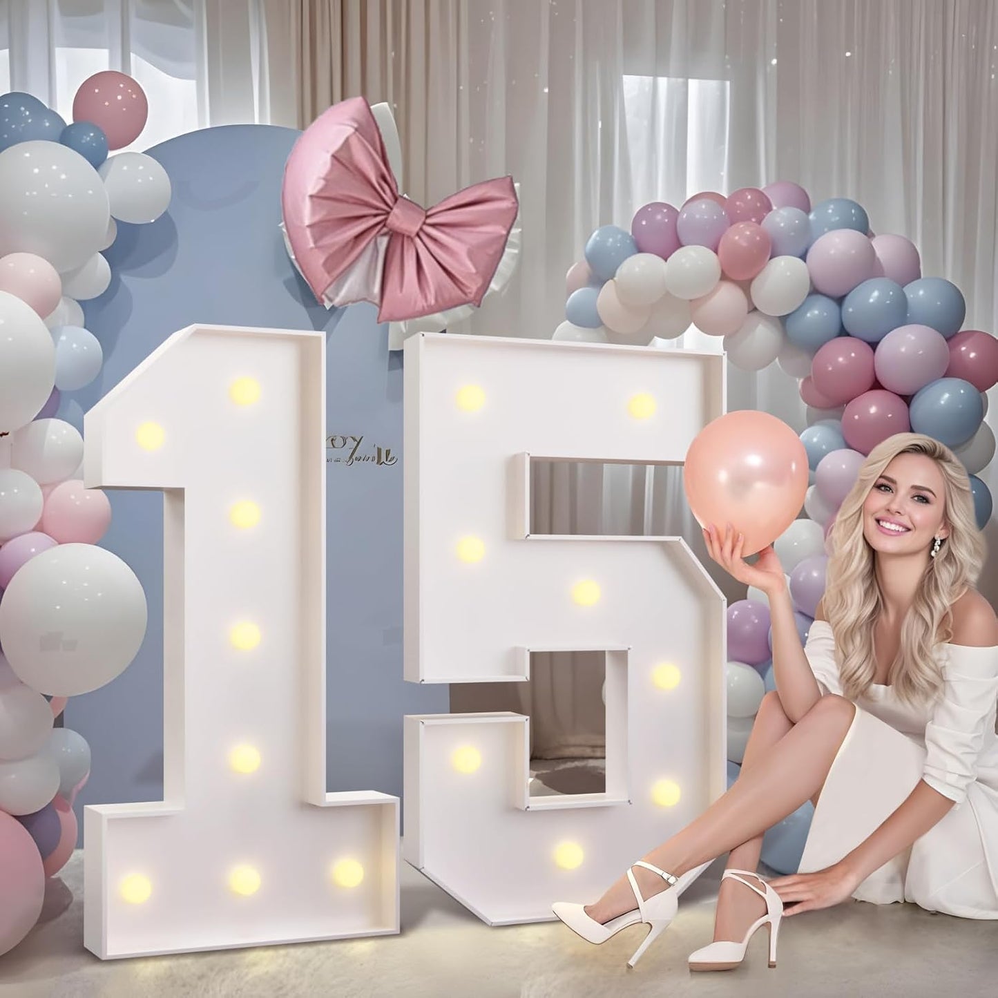 imprsv 3FT Marquee Numbers 21, Light Up Numbers for 21st Birthday Decorations Anniversary Party Decor, Number 21 Light Up Number, Pre-Cut Foam Board Kit