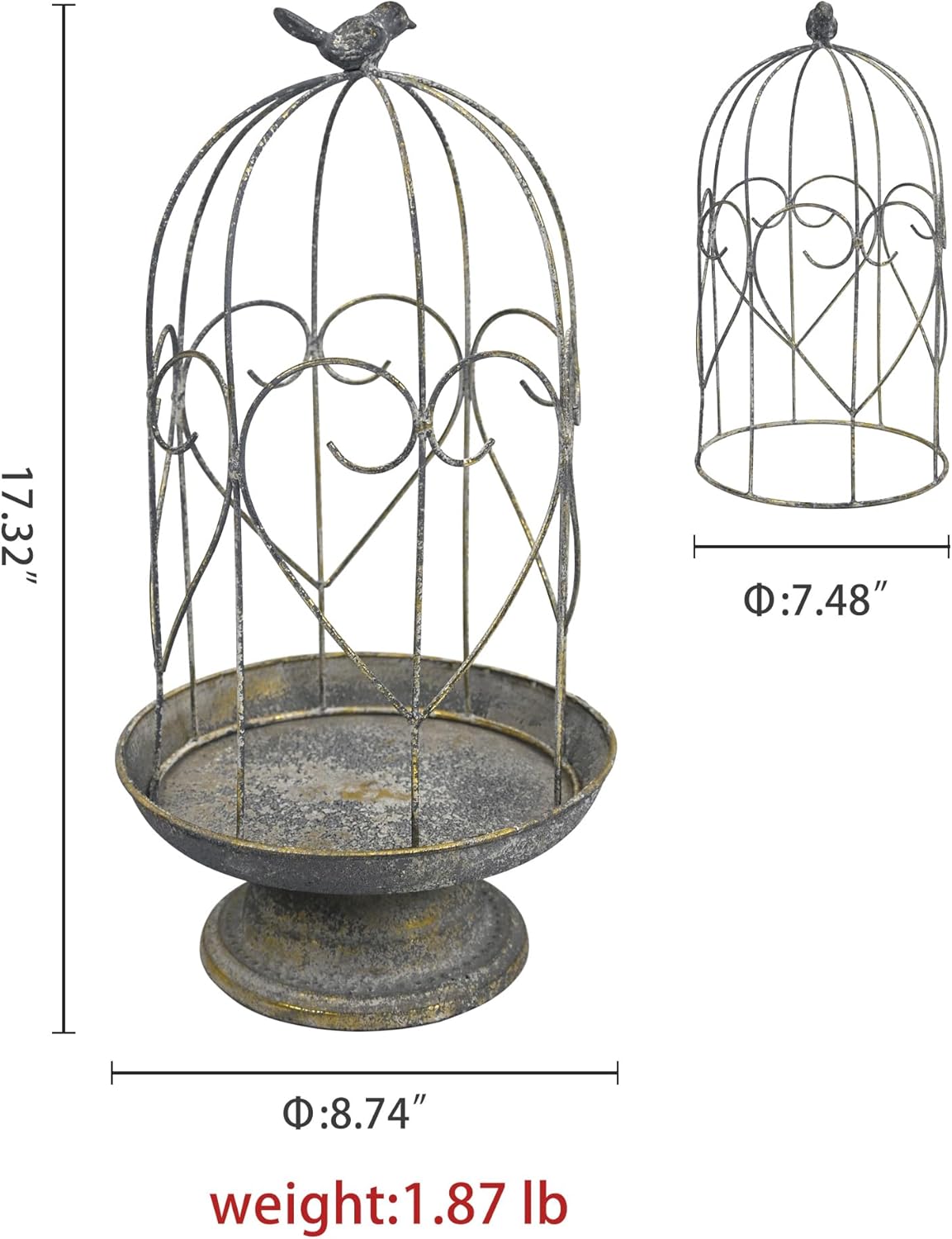 Rustic Farmhouse Metal Planter Holder Vintage Birdcage Candle Holder Distressed Deractive Flower Stand for Wedding Decor Party Centerpieces Garden Home Patio Outdoor Indoor Decor