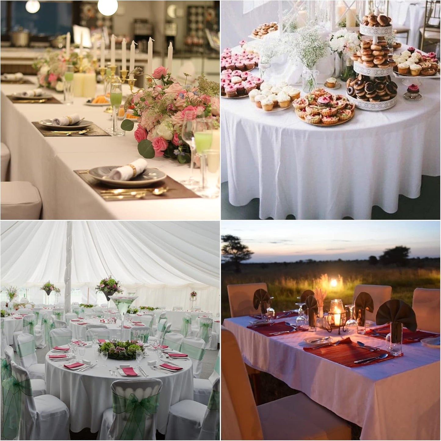 Fokitut 2 Pack Waterproof Square Tablecloth, 90x90 Inch, Stain Resistant and Wrinkle Polyester Table Cloth, Fabric Table Cover for Kitchen Dining, Wedding, Party, Holiday Dinner-Black