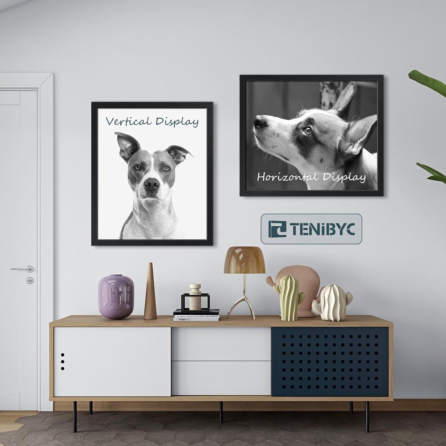 20x24 Picture Frame Set of 3, Textured Black Solid Wood Poster Frame, Wall Gallery Frame