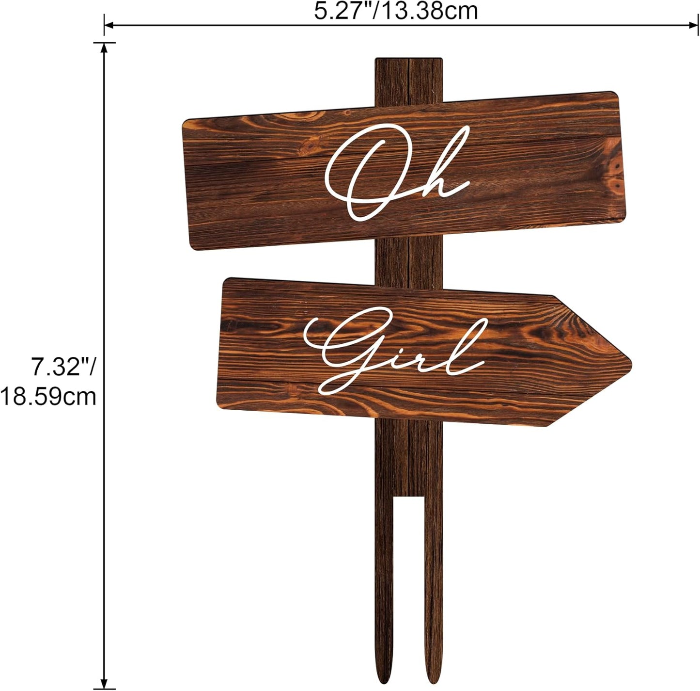 Rustic Oh Girl Cake Topper in Wood Baby Shower Gender Reveal Party Cake Decoration