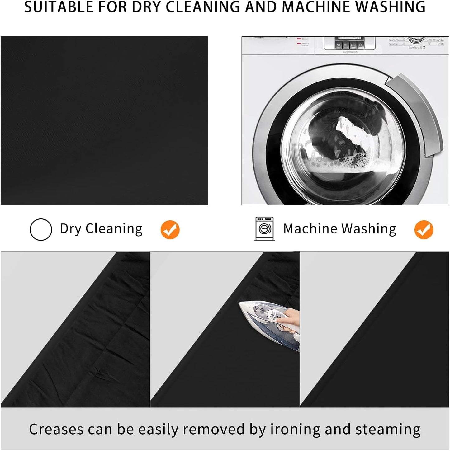 12x10 FT Black Backdrop Background, 100% Polyester Photography Backdrop Screen Foldable Washable Black Screen for Professional Photo Studio Photoshoot Portraits Party