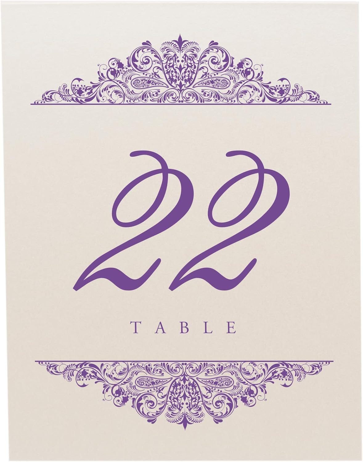 Paisley Wedding Table Numbers (Select Color/Quantity), Champagne, Purple, 1-150, Double Sided, Tent or Use in a Stand, Great for Parties & Restaurants - Made in the USA