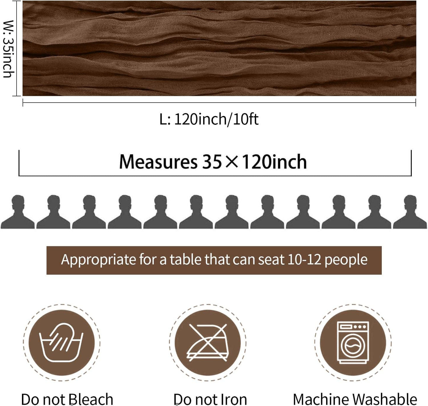 3 Pack Brown Cheesecloth Table Runner 35x120 Inch Gauze Coffee Table Runner Rustic Boho Cheese Cloth Sheer Runner for Wedding Baby Shower Bridal Shower Birthday Party Fall Decorations