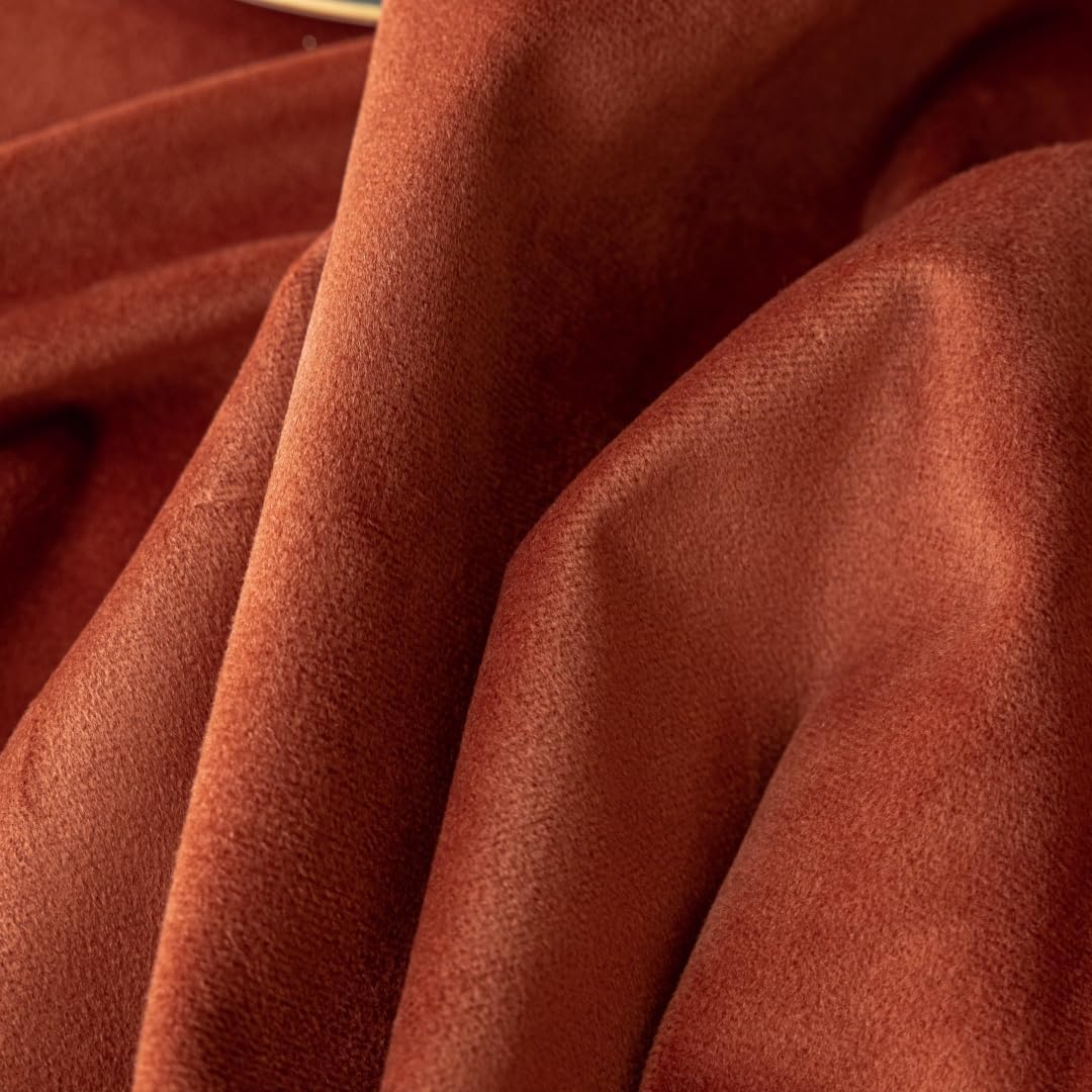 F-CHU Luxury Burnt Orange Tablecloth Thickset Velvet Tablecloth with Beautiful Gold Tassels Table Cloth for Home Decor Wedding, Party, Banquet and Events 60x70-Inch