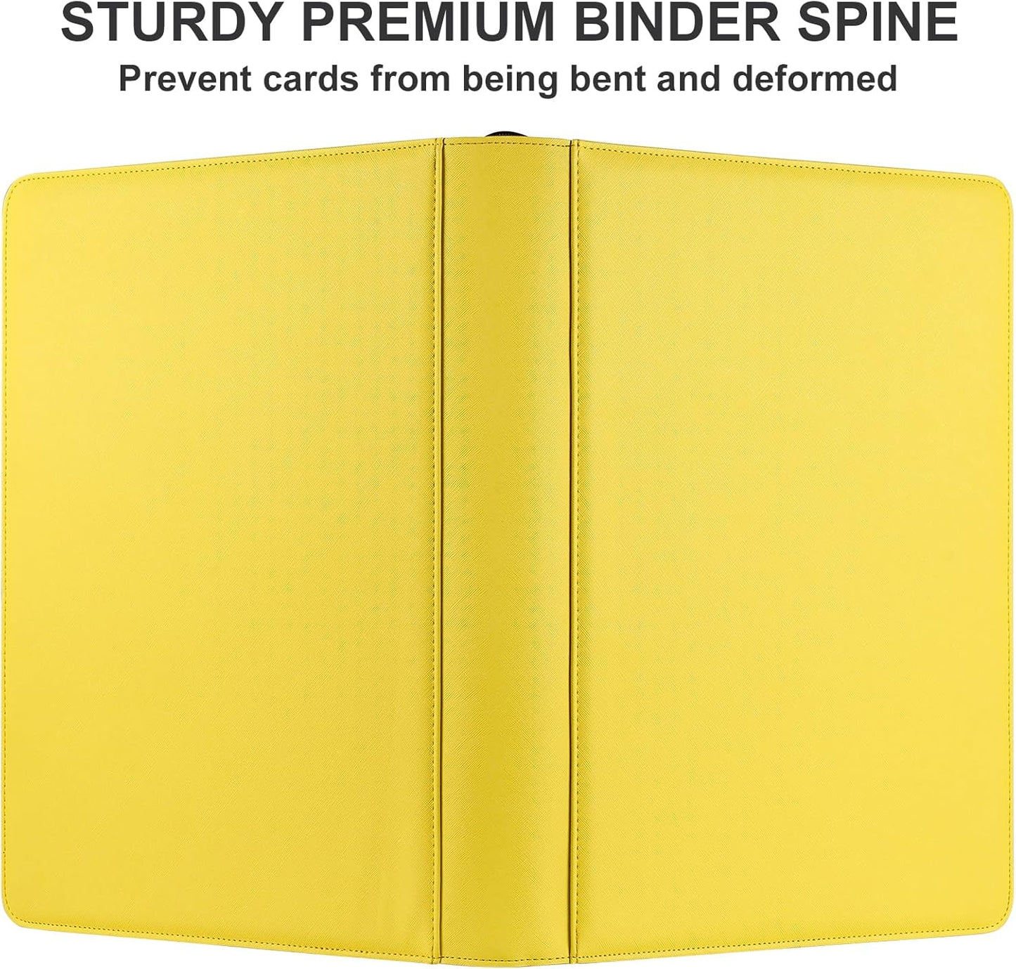GEAoffice Premium 1000 Trading Card Binder, Large Side Loading 16 Pocket Card Collection Binder Album Folder for MTG, TCG & Sports, Yellow