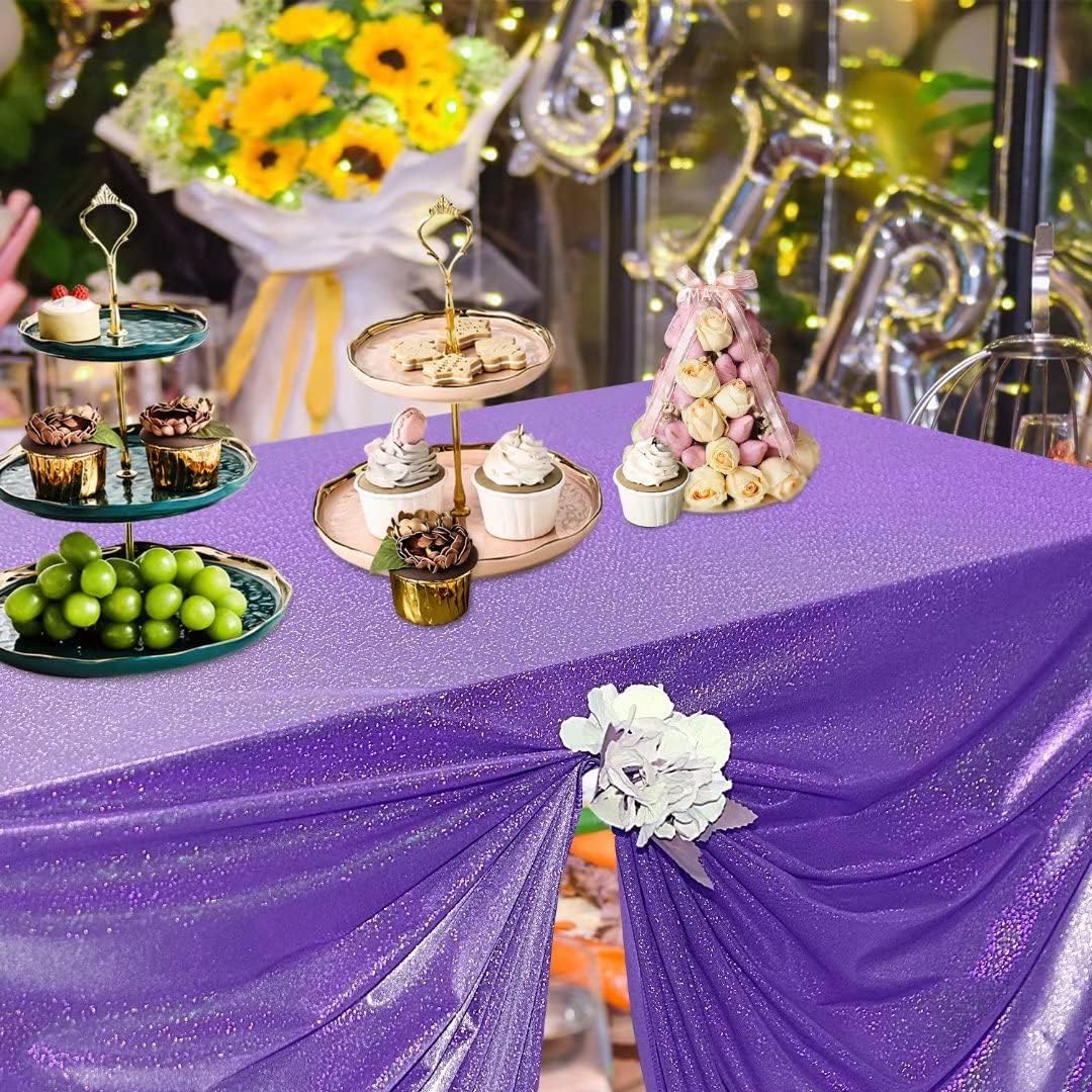Fitable Sequin Tablecloth for Parties 52x70 Inch - Sparkle Glitter Table Cloth Laser Rectangle Overlay for Wedding Baby Shower Ceremony Birthday Holiday Banquet Decor, Purple