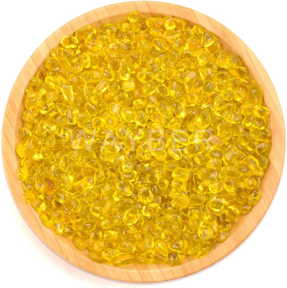 WAYBER Glass Stones, 1Lb/460g Irregular Sea Glass Pebbles Non-Toxic Artificial Gemstones for Vase Filler/Terrarium Flowerpot Aquarium Turtle Tank Decoration/Handcraft Making, Yellow