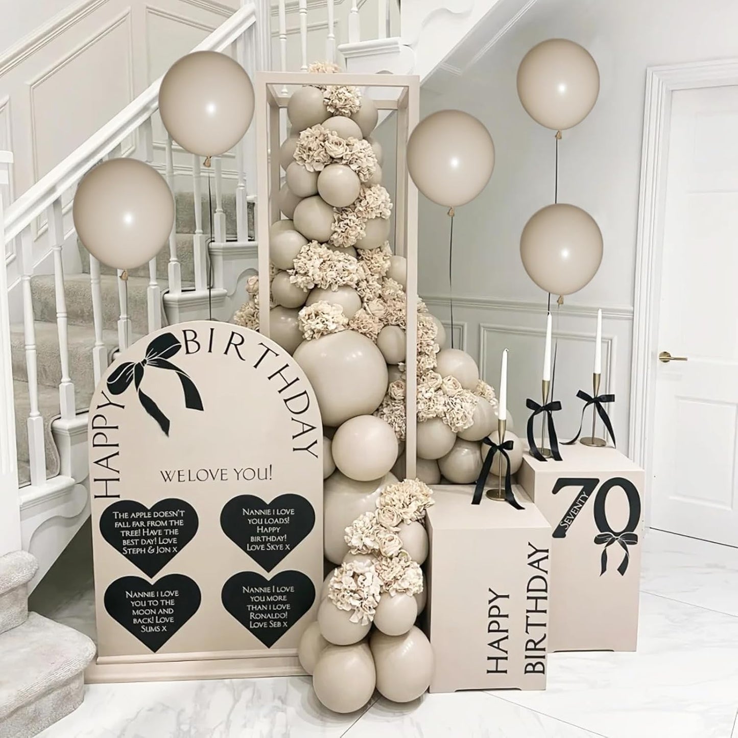 110pcs Sand White Balloon 12 inch, Sand white Latex Balloons for Birthday Party Baby Shower Wedding(with 2 Ribbons).