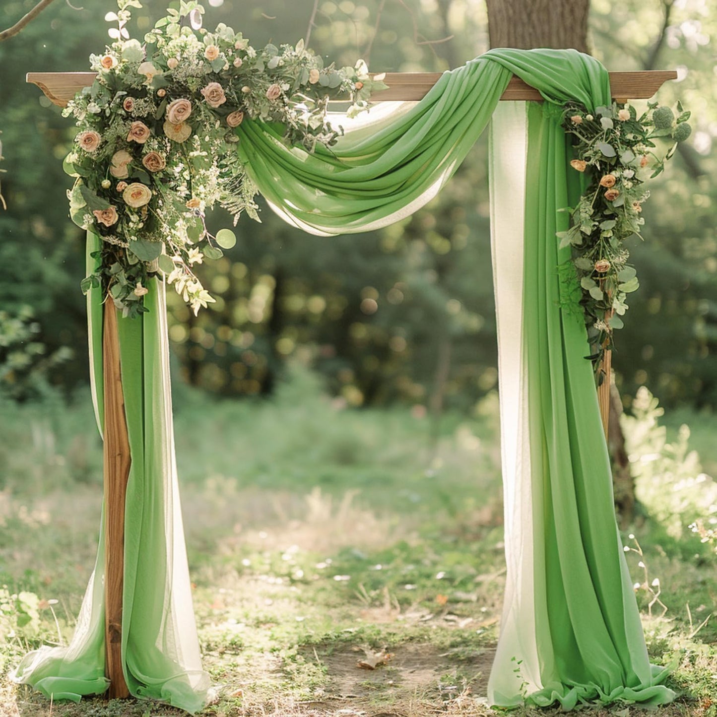 Wokceer Wedding Arch Draping 28.7" x 20FT Sage Green Sheer Fabric Backdrop for Ceremony, Birthday Party, Bridal Shower Decoration