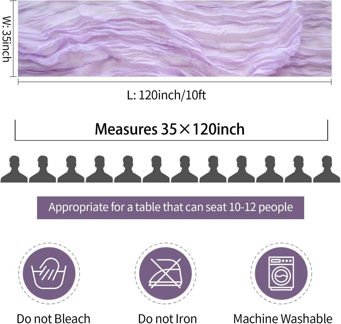 Lilac Purple Cheese Cloth Table Runner Boho Romantic 10ft Gauze Cheesecloth Table Runner for Baby Shower Decoration Wedding Bridal Shower Fall Thanksgiving Table Decor