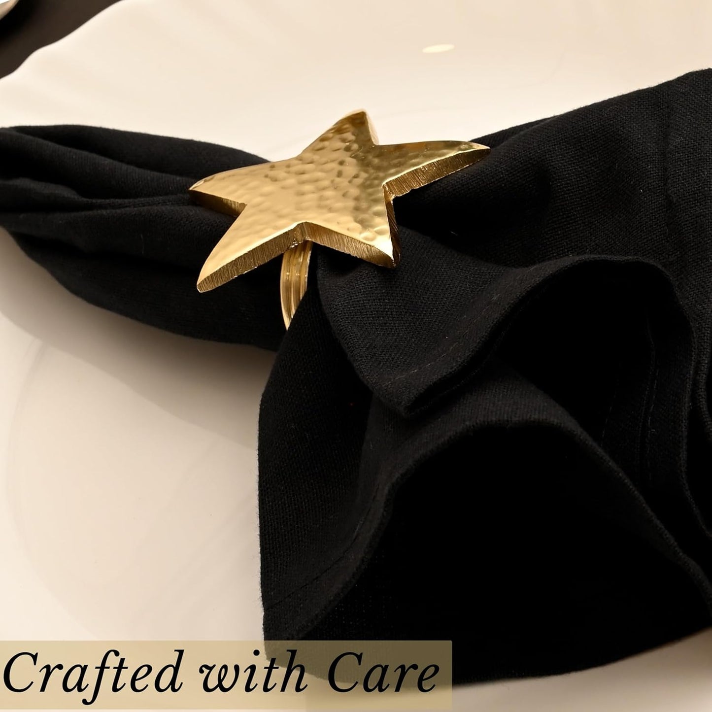 Napkin Rings Set of 12, Star Napkin Holders, Rustic Napkin Rings, Premium Metal Napkin Ring Bulk for Party Decoration, Dinning Table, Everyday, Family Gatherings (Gold) - ALPHA Living HOME