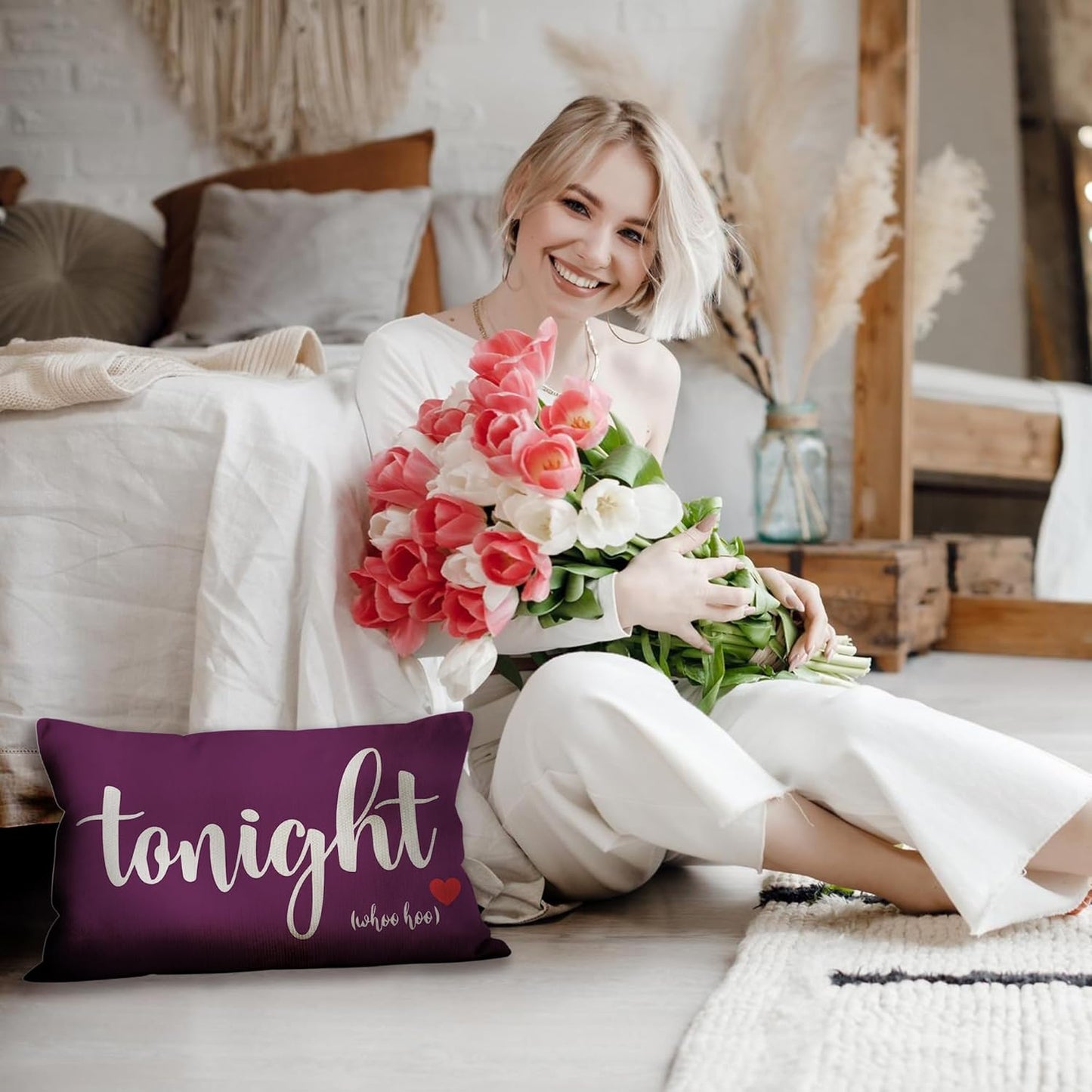 Mancheng-zi Bridal Gift,12x20 Pillow Cover,Bridal Shower Gifts,Funny Couples Reversible Linen Pillow Cover, Bachelorette Party Gifts,Bridal Gifts for Bride,Wedding Gifts for Bride(Purple)