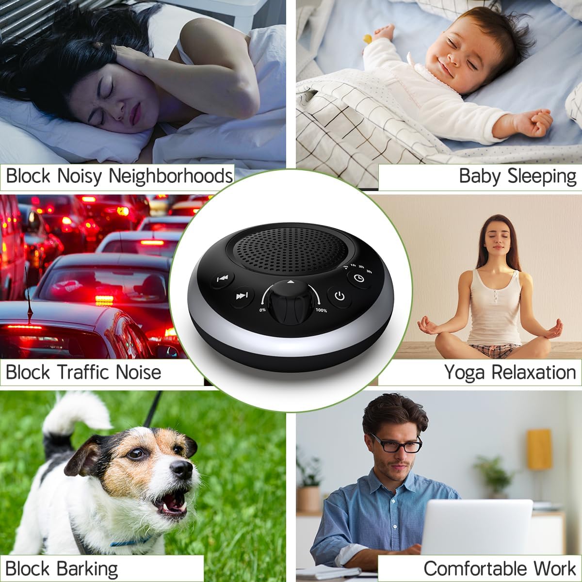 Sound Machine Loud White Noise Machine Nonstop Brown Noise Machine 30 Soothing Sounds for Baby Kids Adults Plug in Pink Noise Sleep Machine 36-Level Vol 4 Timer Memory Function for Home Travel Office