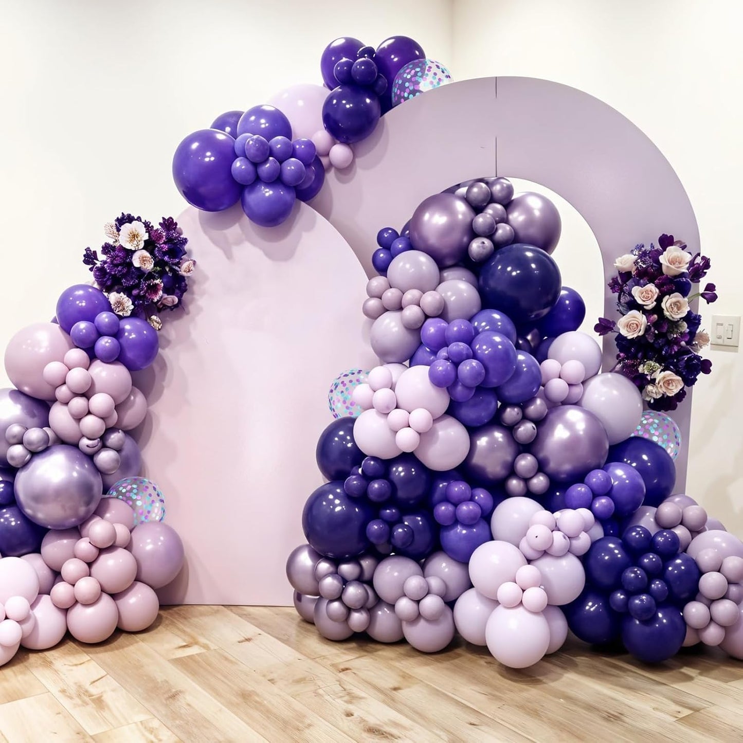 Pink and Purple Balloons, Pink Lavender Dark Purple Metallic Confetti Latex Balloons for Girls Women Birthday Party Baby Shower Bridal Shower Wedding Decorations