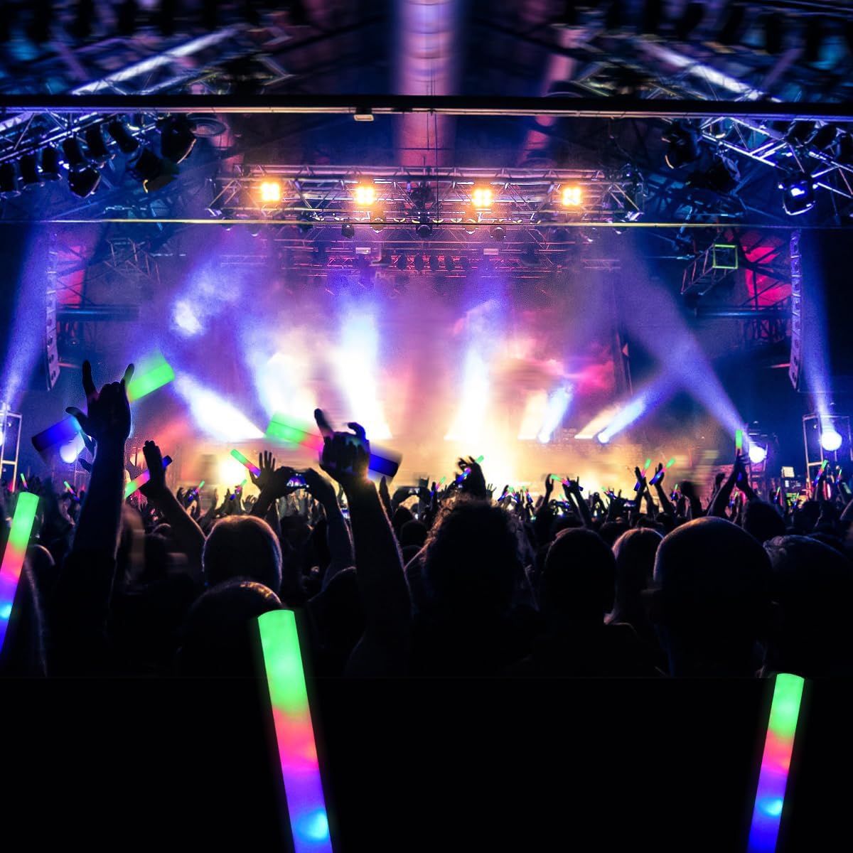 M.best 100 Pack LED Light Up Foam Sticks with 3 Modes, Glow in The Dark Wands Party Supplies for Birthday,Wedding, Christmas, Halloween,Raves, Concert