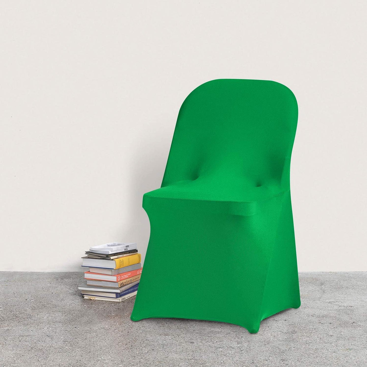 Peomeise Stretch Spandex Folding Chair Cover for Wedding Party Dining Banquet Event (Emerald,12pcs)