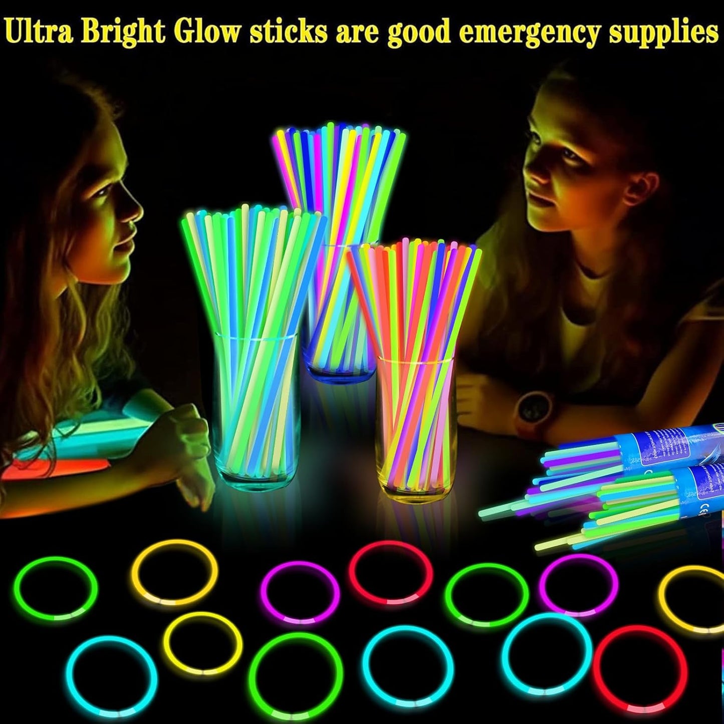 TURNMEON 960 Pack Ultra Bright Halloween Glow Sticks Bulk Party Pack Halloween Glow In The Dark Halloween Party Supplies Favors Glow Sticks Necklaces Bracelets with Connectors 8" Glow stick Light Up
