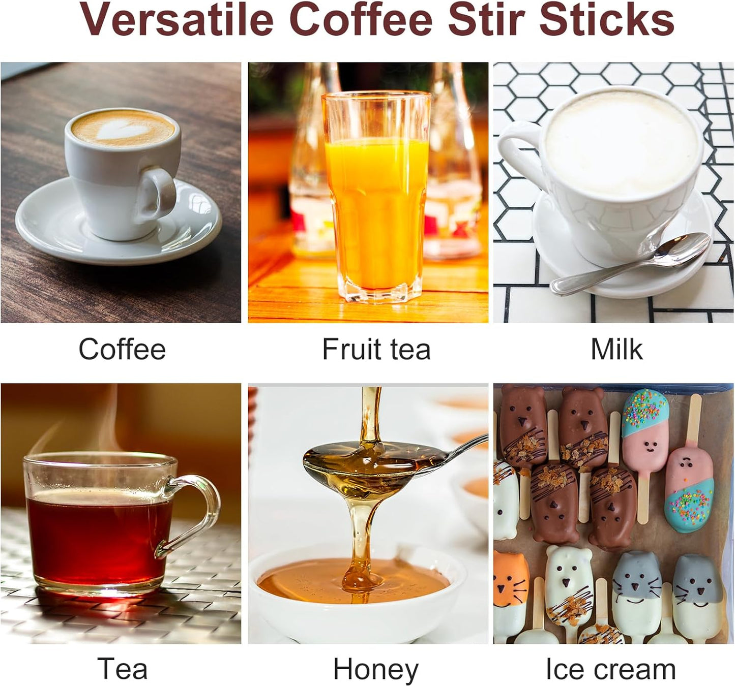 Wooden Coffee Stirrers Individually Wrapped, 500-Count 5.5 Inch Birch Stir Sticks, Natural & Eco-Friendly Disposable Wood Stirrers for Coffee, Hot Drinks, Cocktails, Coffee Bar Accessories 