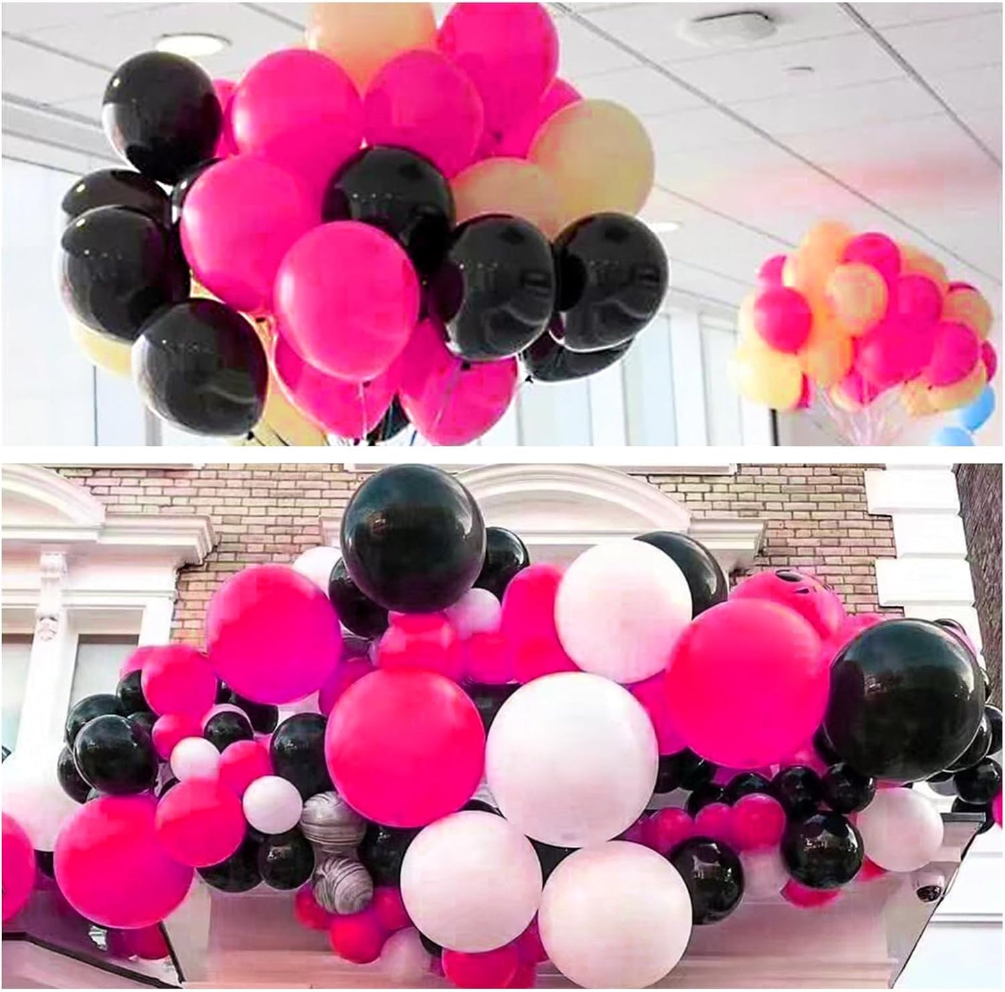 110pcs Hot Pink Balloon 12 inch, Hot Pink Latex Balloons for Birthday Party Baby Shower Wedding(with 2 Ribbons).