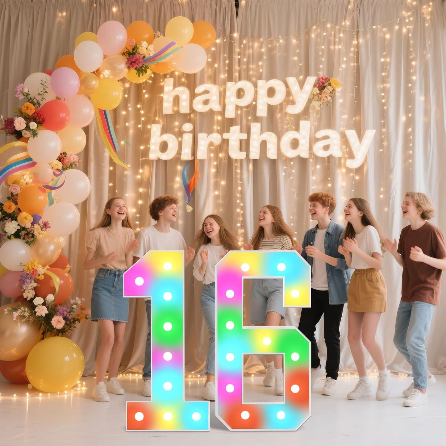 Ledido 4FT Marquee Light Up Numbers, 34 Colors Changing Marquee Numbers 4 Feet Tall with Remote, Big Numbers for Party Wedding Graduation Birthday Decoratoons, Large Light Up Number 6
