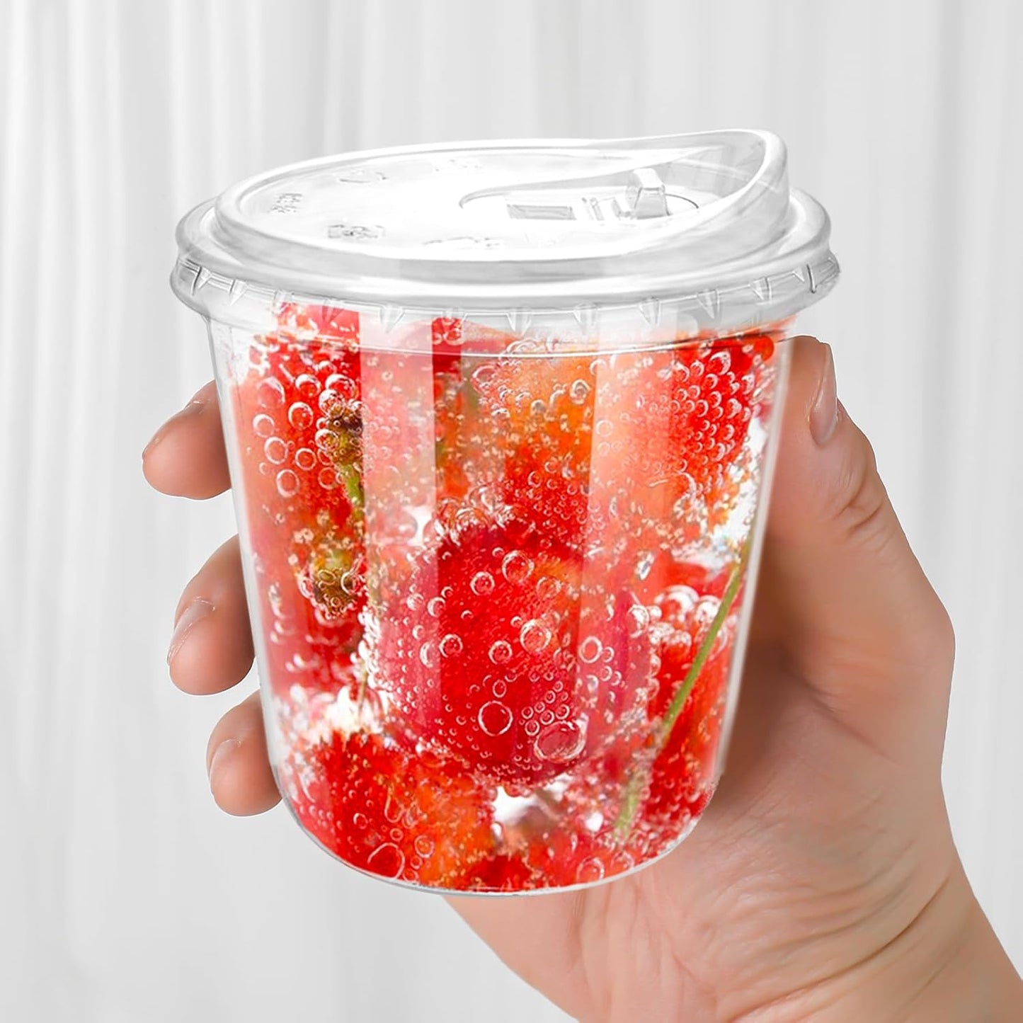 12oz Disposable Stemless Glasses With Strawless Sip Lids,PET Disposable Drinking Cups,Clear Plastic Wine Glasses for Parties Birthday,Wedding,Meeting,Christmas Party Supplies. (50, Transparent)