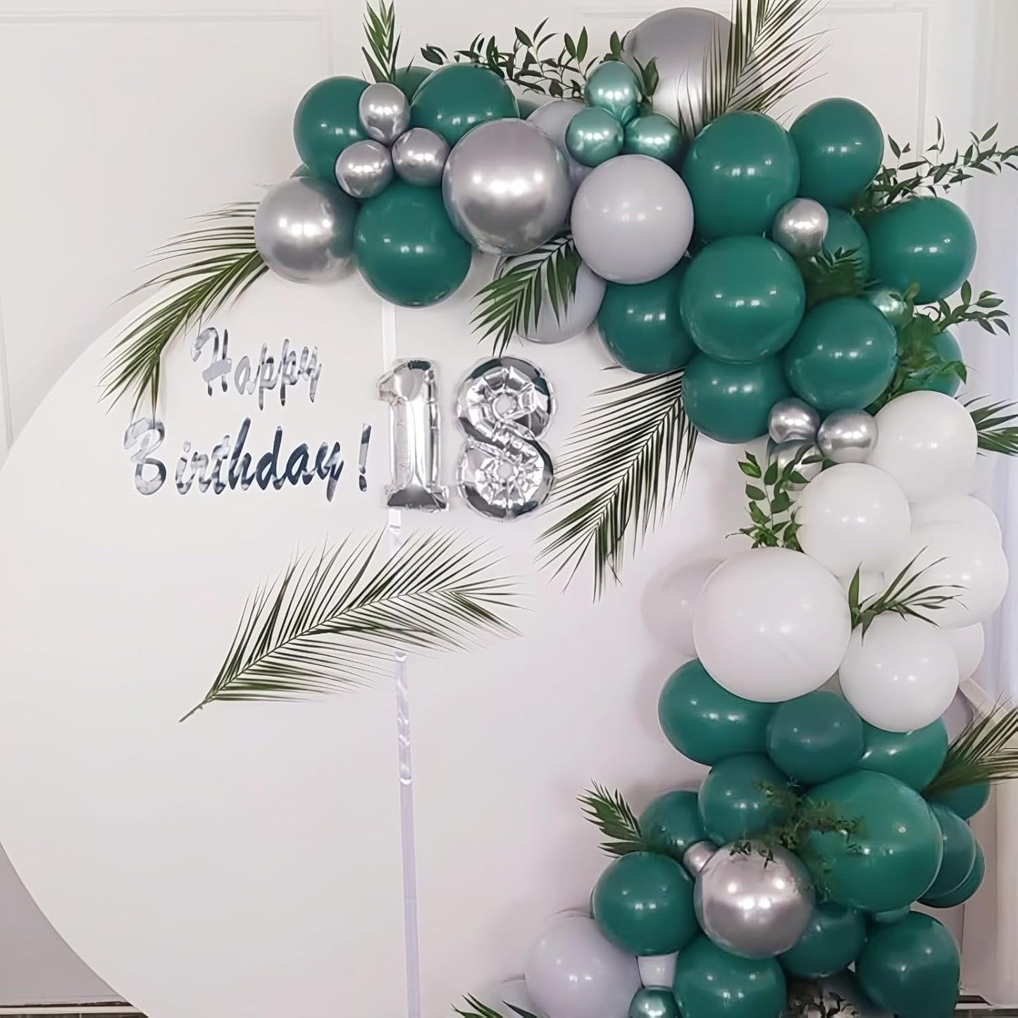 Green Balloons, 12 Inch Dark Emerald Lime Green Metallic Silver Latex Balloons for Boys Men Birthday Video Game Forest Jungle Dinosaur Themed Party St. Patrick's Day Graduation Decoration Supplies