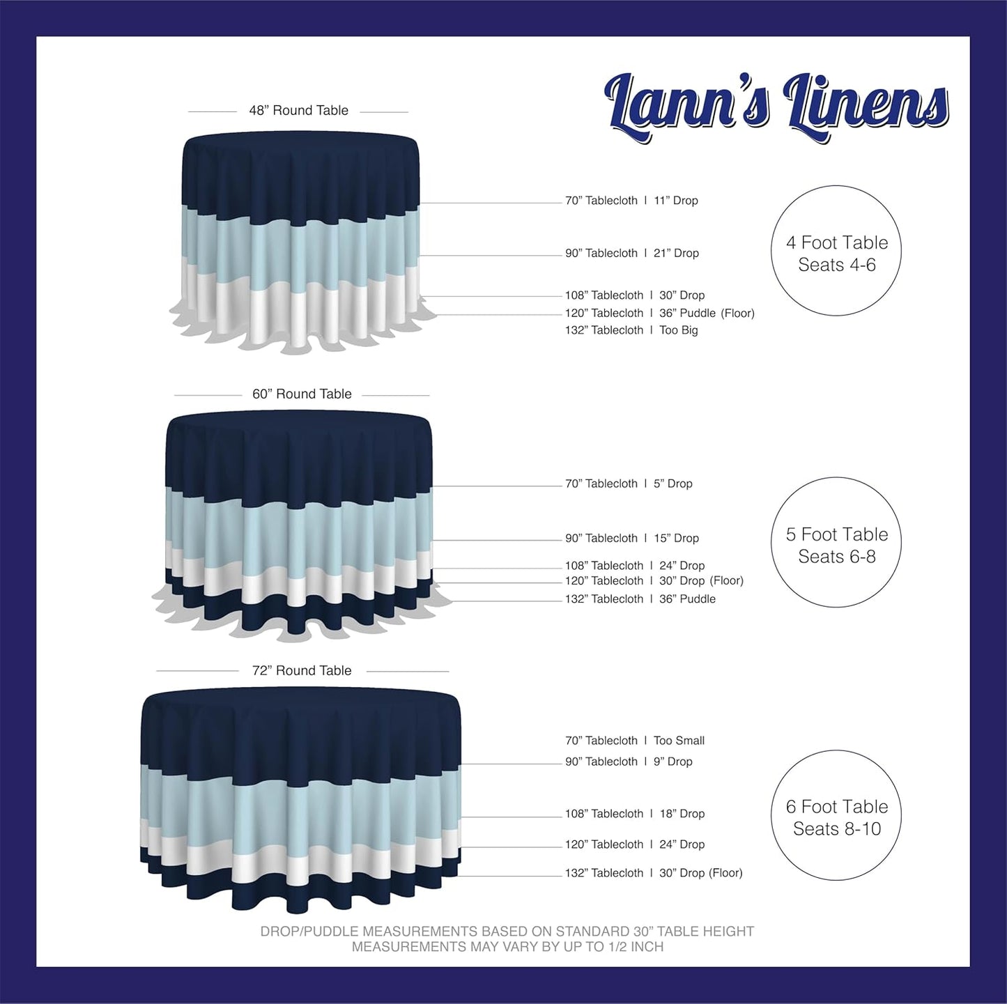 Lann's Linens - 10 Premium 90" Round Tablecloths for Wedding/Banquet/Restaurant - Polyester Fabric Table Cloths - Baby Blue