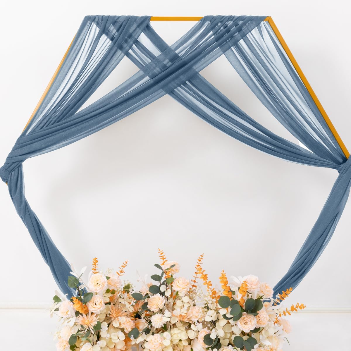 MLMC Dusty Blue Wedding Arch Draping Fabric 1 Panel 29" x 20 FT Extra Long Gauze Drapes Sheer Backdrop Curtains 6.6 Yards Outdoor Drapery Panels for Wedding Bridal Shower Party Ceiling Decoration