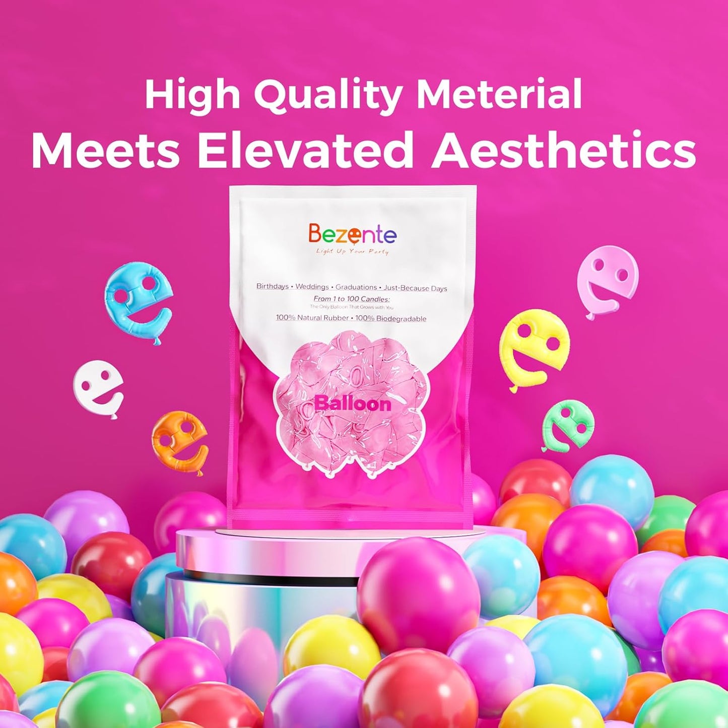 Bezente Clear Balloons Latex Party Balloons - 100 Pack 12 inch Round Helium Transparent Balloons for Wedding Bridal Shower Birthday Bubble Party Decoration